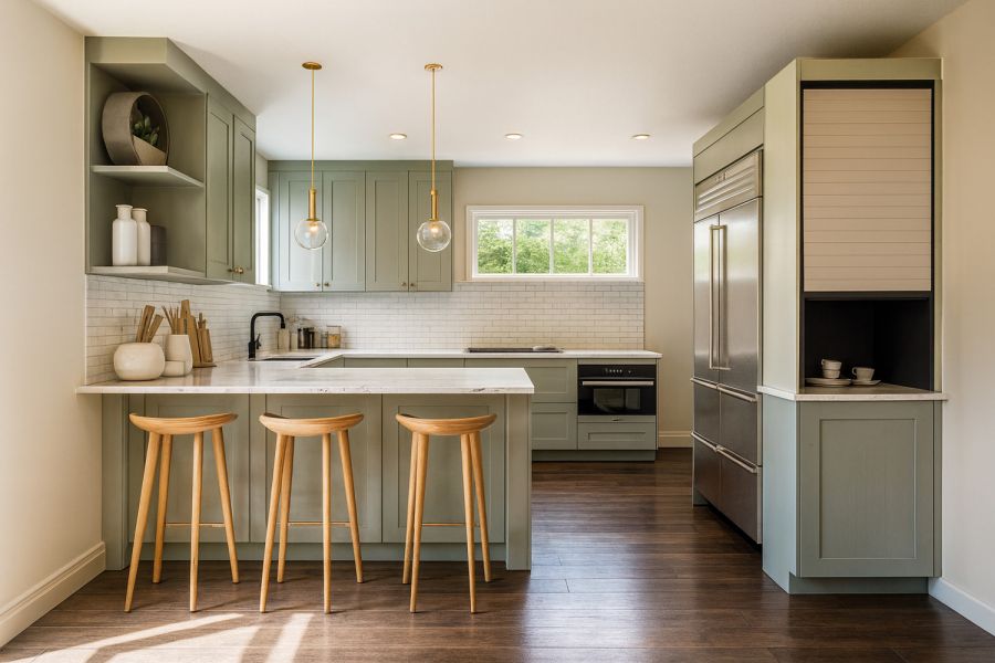 Häcker Kitchens Sage Green Shaker Cabinets Transitional Style